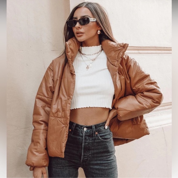 Lioness brown leather puffer - Picture 2 of 6